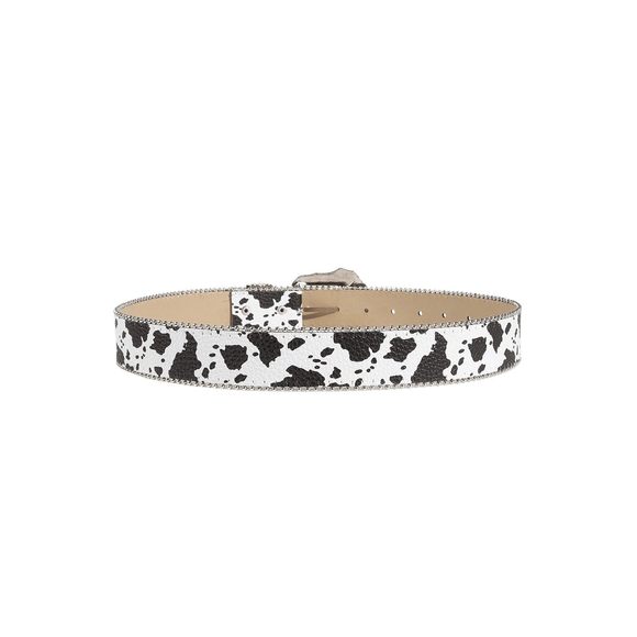 Women's Cow Print Western Leather Belt Fashion Waist Belts Black White Multi💟 - Picture 2 of 4